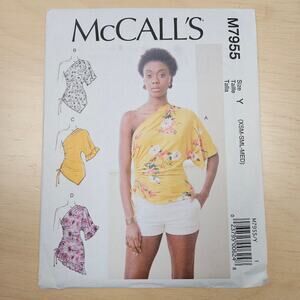 McCall's M7955 Easy Sew Misses Top Pull-over one shoulder extended sleeve 16-22